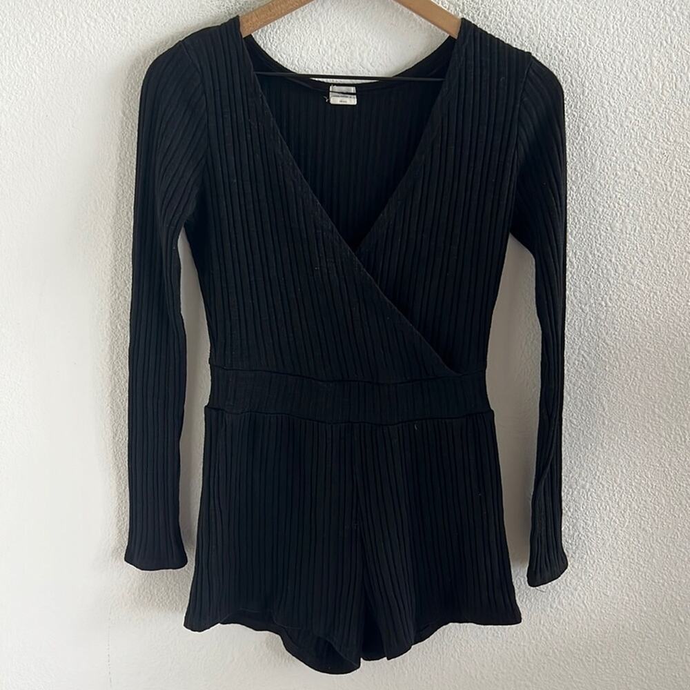 Oneill Black Ribbed Romper Long Sleeve Small